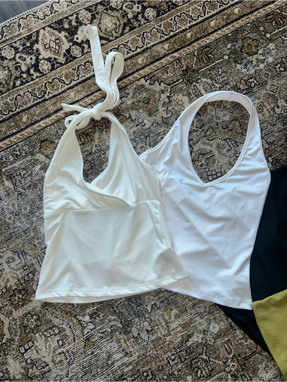 Women’s Racerback Tank Top - White, Black, Lime - Picture 2 of 3